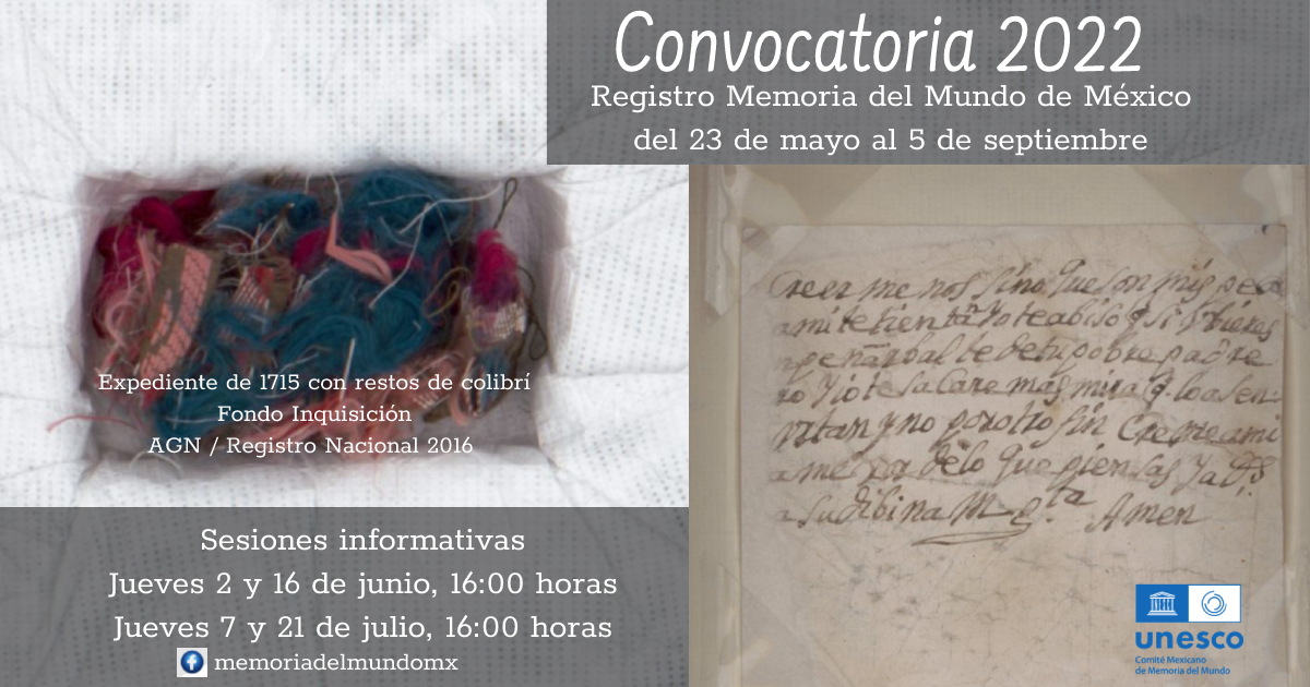 Abierta, la Convocatoria 2022 para nuevas inscripciones al Registro Memoria del Mundo de México